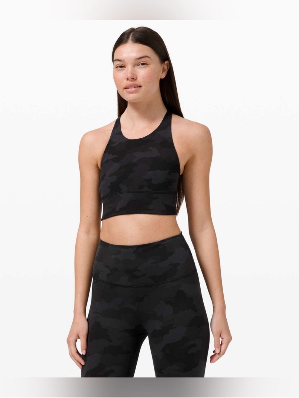 Black Camo Free To be Wild Long Line High-Neck Sports Bra